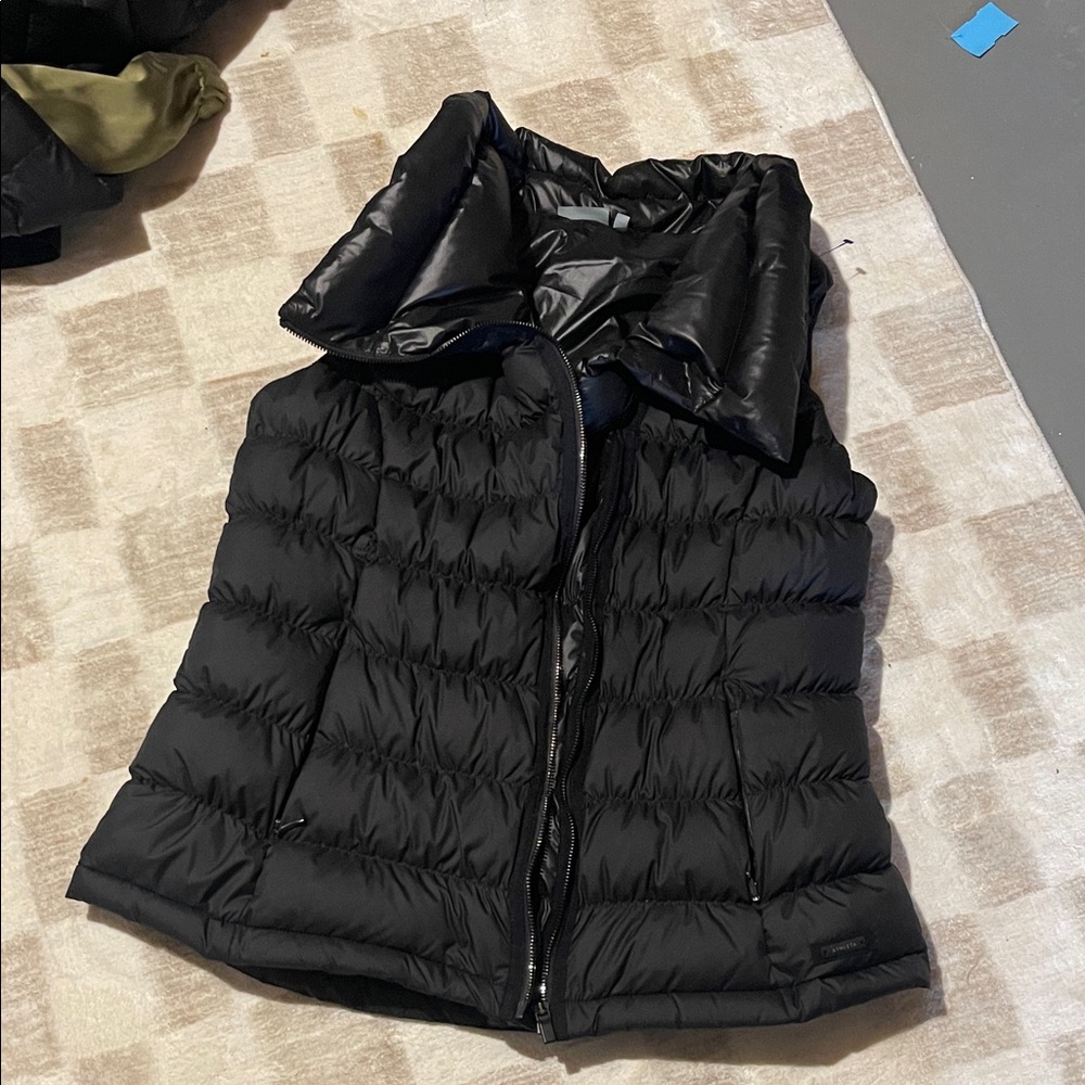 Athleta Black Quilted Puffer Vest with High Collar